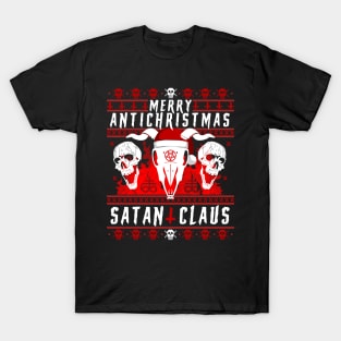 Merry Antichristmas - Satan Claus Ugly Sweater - Heavy Death Metal Hardcore Skull SATANIC Design - Devil No Xmas Meh Goth Gothic Splatter Ugly Xmas Sweatshirt Design T-Shirt